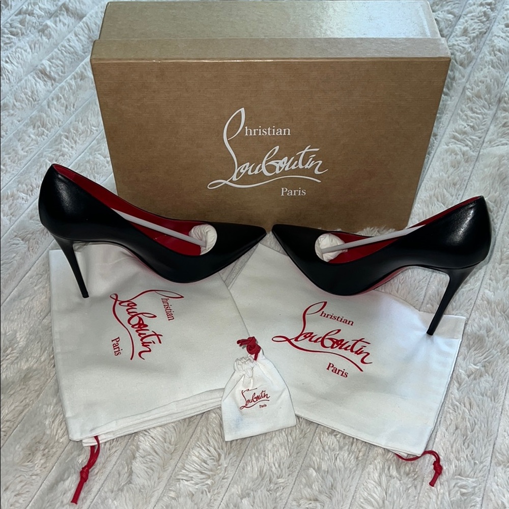 Christian Louboutin Black and Red Patent Leather Heels